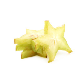 Fototapeta premium Pile of sliced carambola fruits isolated