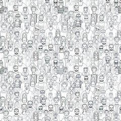 Materiał do szycia hand drawn people seamless vector pattern