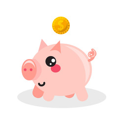 Pig money box vector icon.