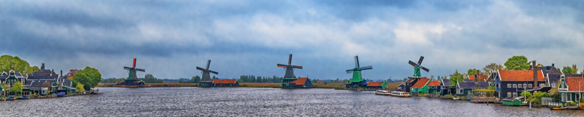 Fototapeta premium Windmills of Zaanse Schans, Netherlands.