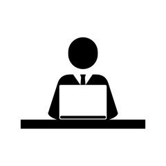 businessman with a laptop computer icon over white background. vector illustration