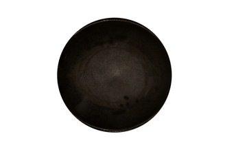 black ceramic dish isolated on white background with clipping path