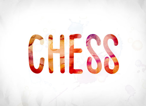 Chess Concept Painted Watercolor Word Art