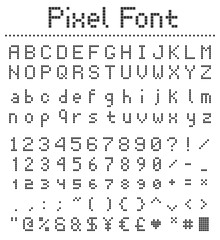 Fototapeta na wymiar square pixel font, videogame alphabet in retro style