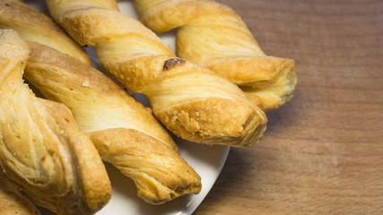 Cookies spiral on a white plate