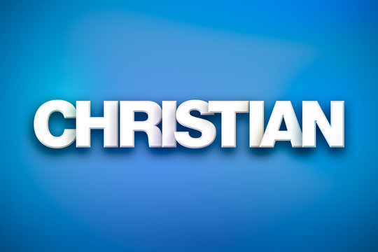 Christian Theme Word Art on Colorful Background