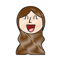 young girl head avatar character vector illustration design