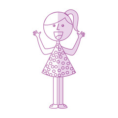 young girl with hands up avatar character vector illustration design