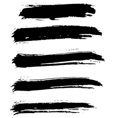 Obraz premium Ink vector brush strokes set. Vector illustration. Grunge hand drawn watercolor texture.