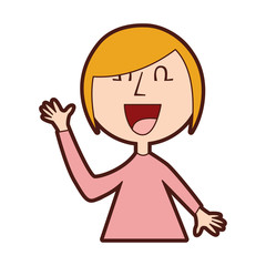 young woman waving avatar character vector illustration design