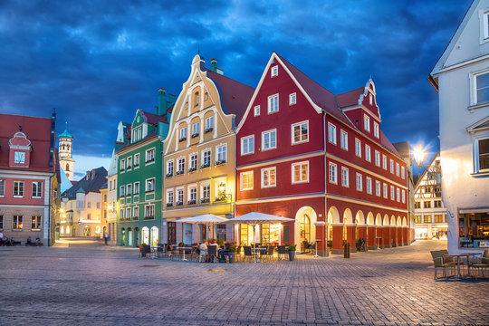 Colorful buildings on Market square in Memmingen