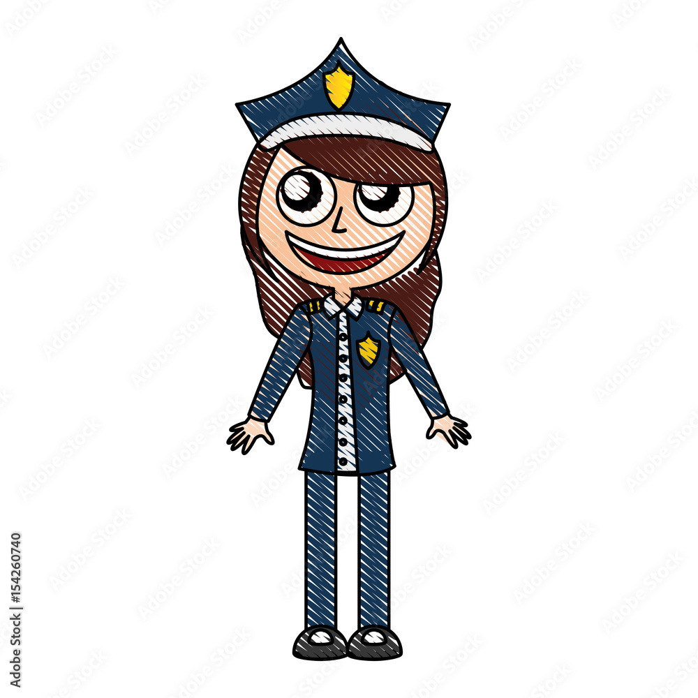 Wall mural woman police officer avatar character vector illustration design