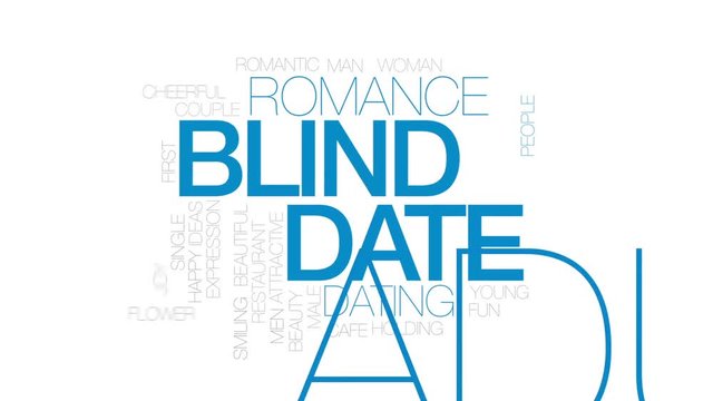 Blind date animated word cloud, text design animation. Kinetic typography.
