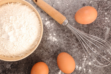 flour and fresh egg