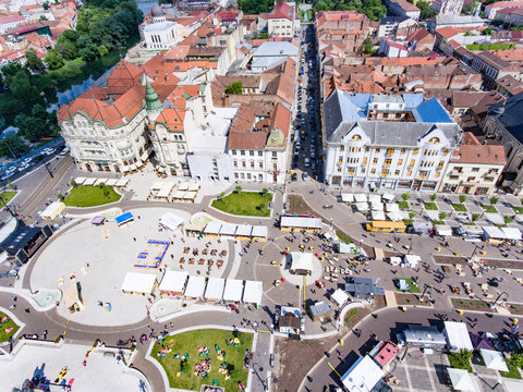 Oradea city main square from above