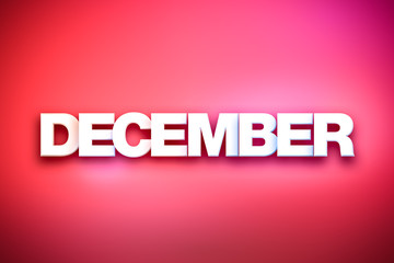 December Theme Word Art on Colorful Background