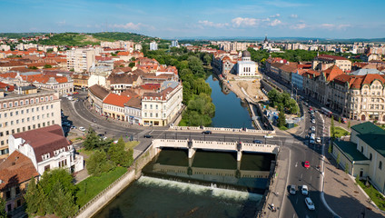Fototapeta na wymiar Oradea panorama from above the city hall tower