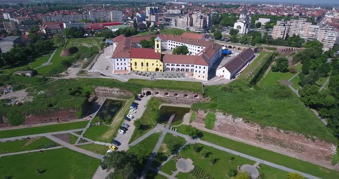 Medieval fortress Oradea. Aerial filming with a drone