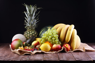 Fresh fruits.Mixed fruits background.Healthy eating, dieting, love fruits.