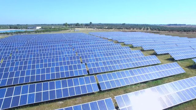 Aerial view of solar energy panels - photovoltaic