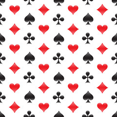 Casino seamless pattern with card suits. Vector illustration.