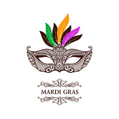 Beautiful mask of lace. Mardi Gras vector background