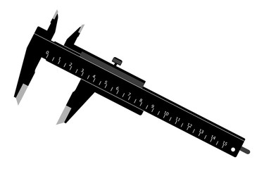 Black Caliper. Vector Illustration of a Simple Black Caliper - obrazy, fototapety, plakaty