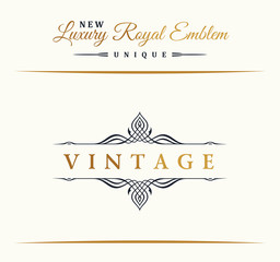Obraz premium Calligraphic Luxury line symbol. Flourishes elegant emblem monogram. Royal vintage divider design