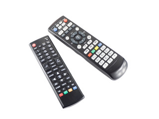 TV remote contol over white isolated background
