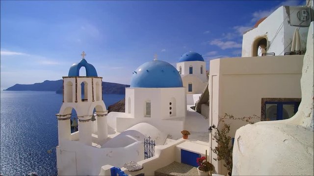 Walk through Oia on the Island of Santorini, Cyclades, Greece