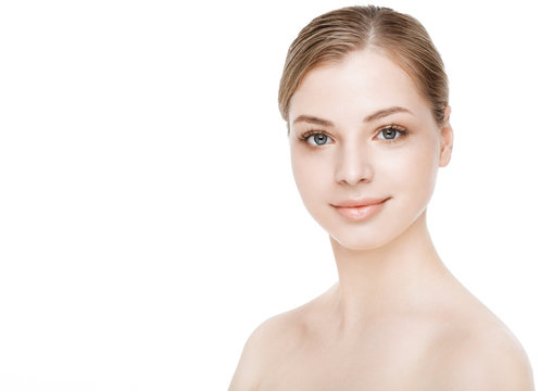 Beauty fashion model with natural makeup skin care