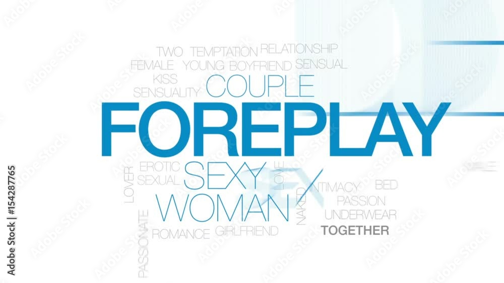 Wall mural Foreplay animated word cloud, text design animation. Kinetic typography.