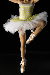 Ballet pose detail with ballerina costume