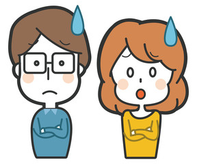 悩みを抱える夫婦のイラスト