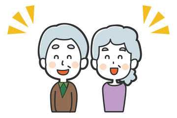 笑顔のシニアのイラスト