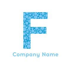 Letter F Bubbles Vector. Blue Bubble Design Vector Illustration.