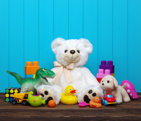 Toys on a wood