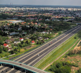 Aerial citscape on Warsaw