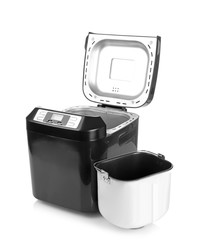 Electrical bread maker on white background