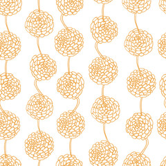 Black and white ink hand drawn roses in vector. Seamless flowers pattern