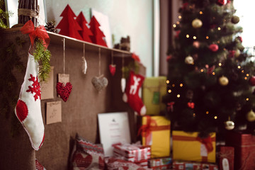 home handmade Christmas decor with gifts