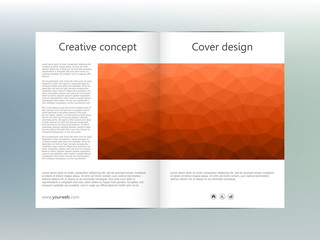 Naklejka na ściany i meble Brochure template layout, flyer, cover, annual report, magazine in A4 size. Triangular shape. Geometric abstract background. Vector illustration