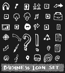 Business set sketch vector ink doodle on chalkboard eps10