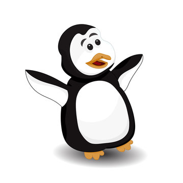 funny penguin surprise face vector isolated