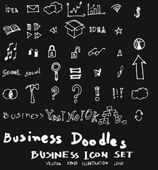 Business set sketch vector ink doodle on chalkboard eps10