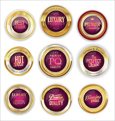 Golden luxury badges retro design collection