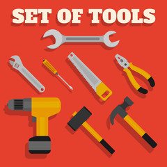 Set of tools. Vector illustration in a flat style
