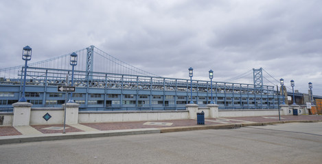 Benjamin Franklin Bridge in Philadelphia - PHILADELPHIA - PENNSYLVANIA - APRIL 6, 2017