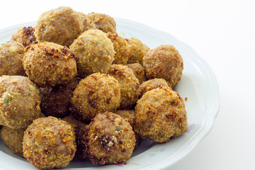 Fried meat meatballs in oil