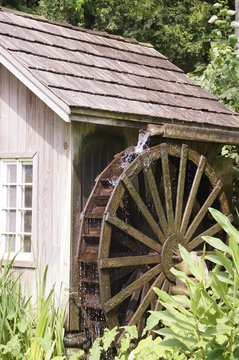 Water mill closeup in the forest